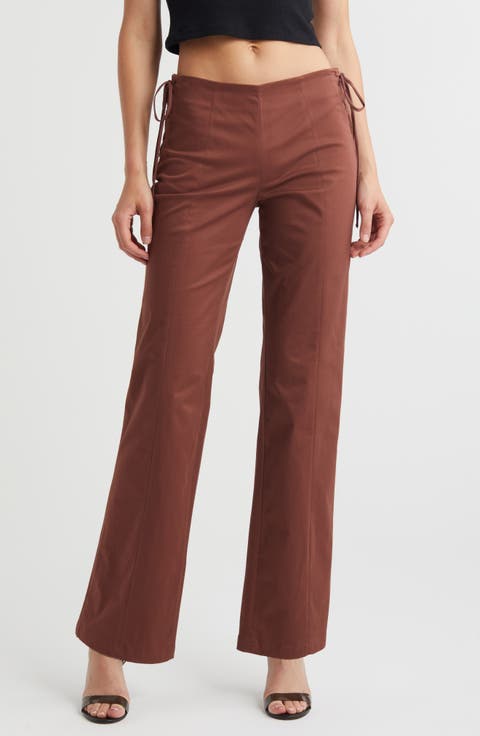 Lace-Up Stretch Cotton Twill Pants