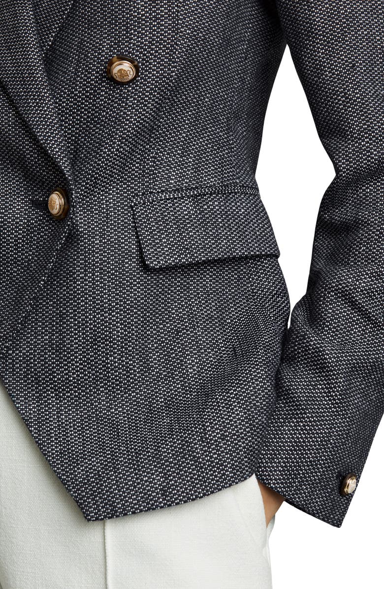 Reiss Baker Double Breasted Linen Blend Blazer, Alternate, color, Navy