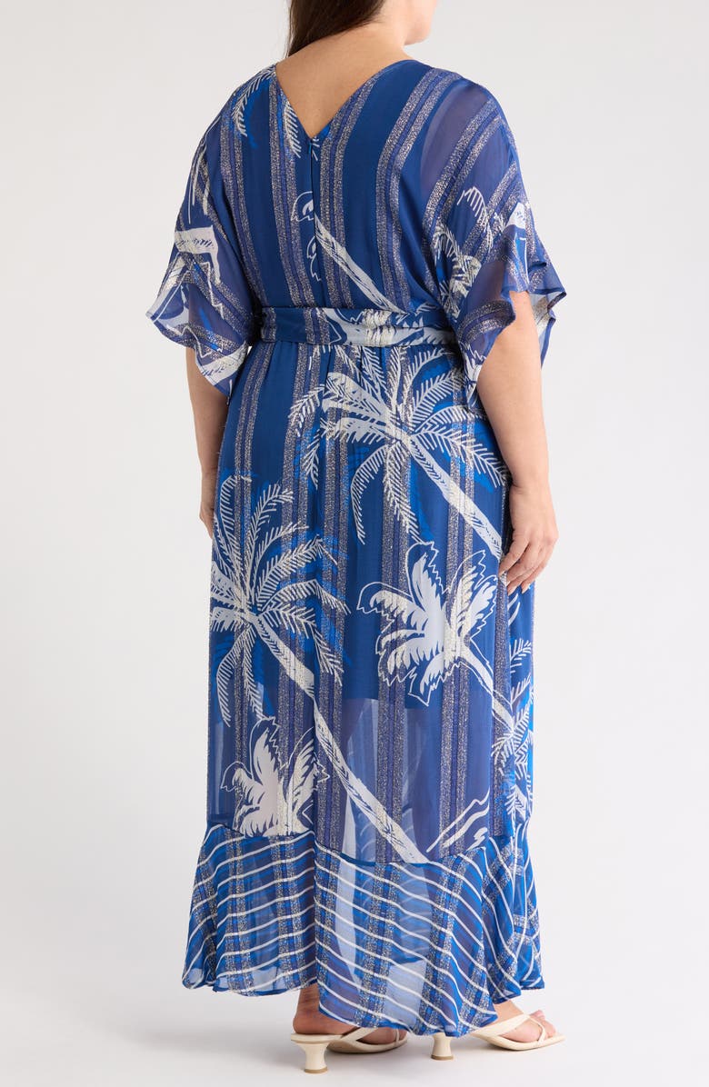 CIEBON Tammy Metallic Palm Maxi Dress, Alternate, color, Navy Multi