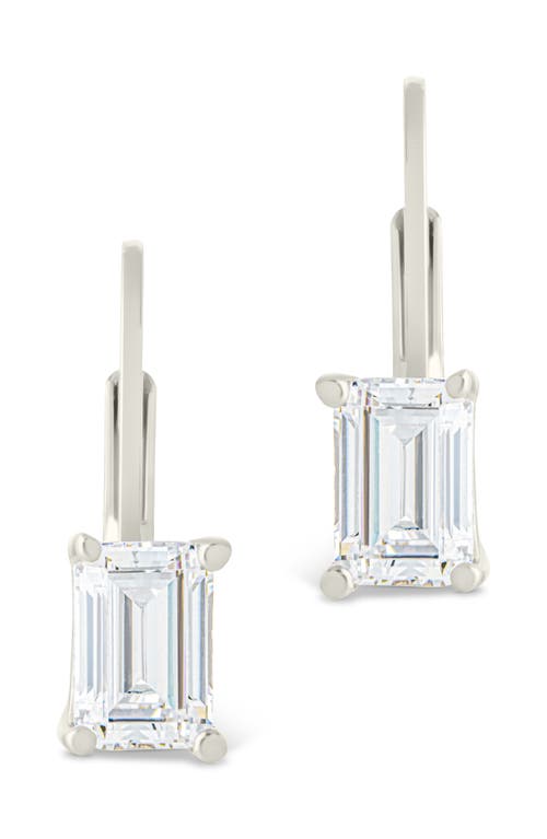 Sterling Forever Emerald Cut Cubic Zirconia Lever-back Earrings In Metallic