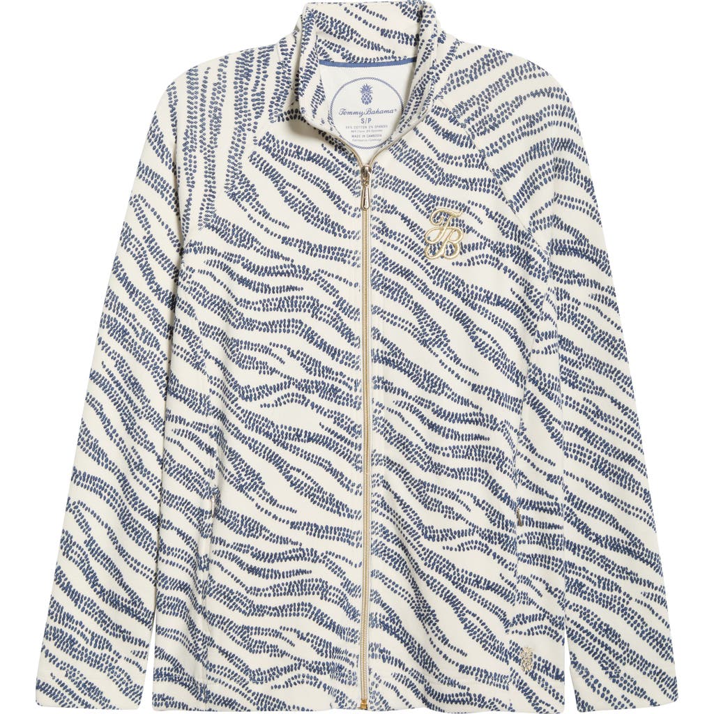 Tommy Bahama Aruba Zebra Front Zip Sweatshirt In White