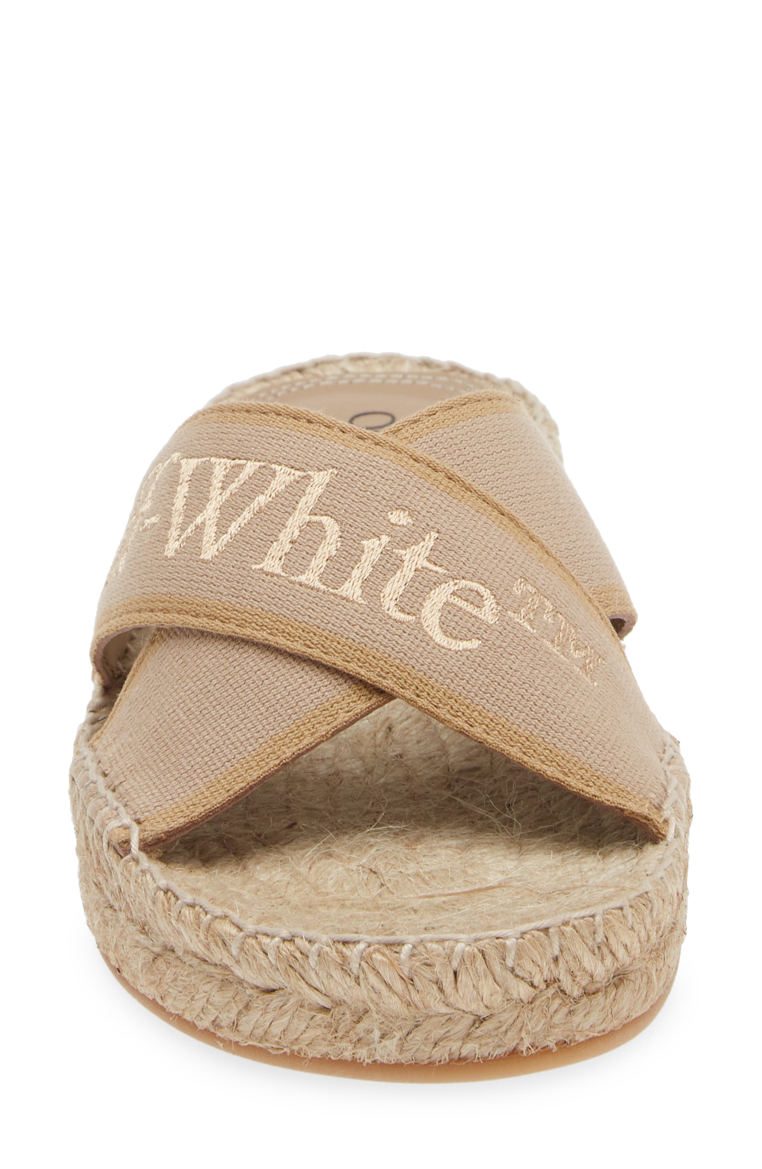 Off-White Bookish Logo Espadrille Slide Sandal, Alternate, color, 