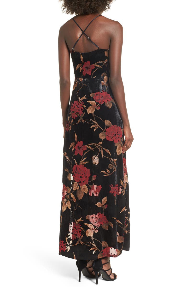 STOREE Velvet Burnout Maxi Dress, Alternate, color, 
