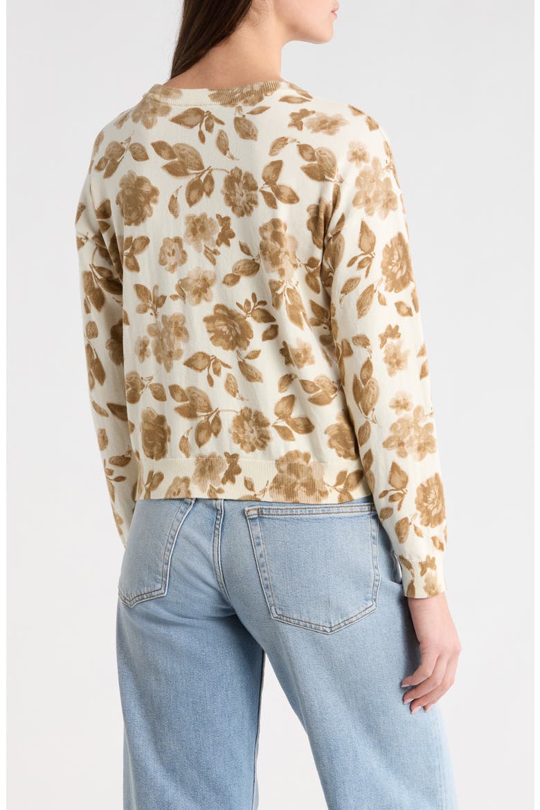 Floral Cotton Sweater, Alternate, color, CAMEL