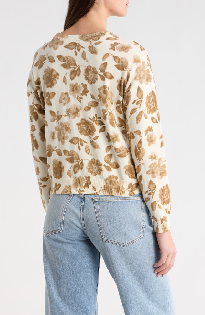 Vince Camuto Floral Cotton Sweater, Alternate, color, Camel