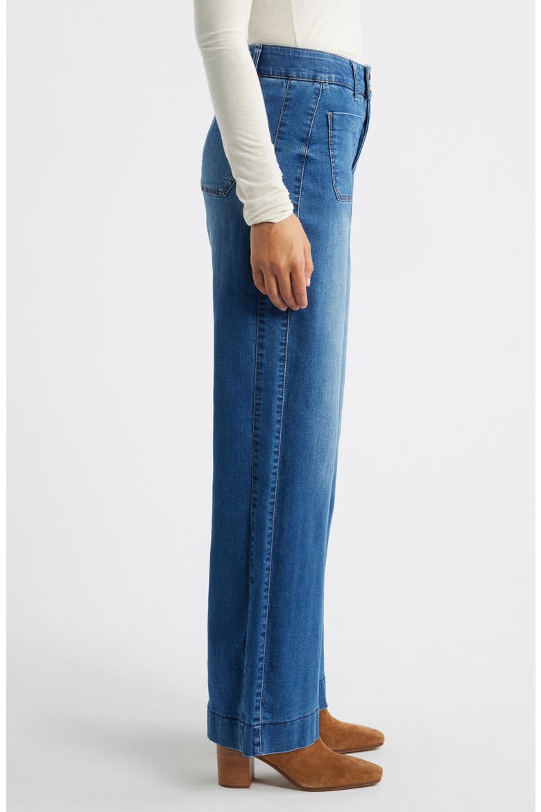 Patch Pocket High Waist Wide Leg Jeans, Alternate, color, BLUE
