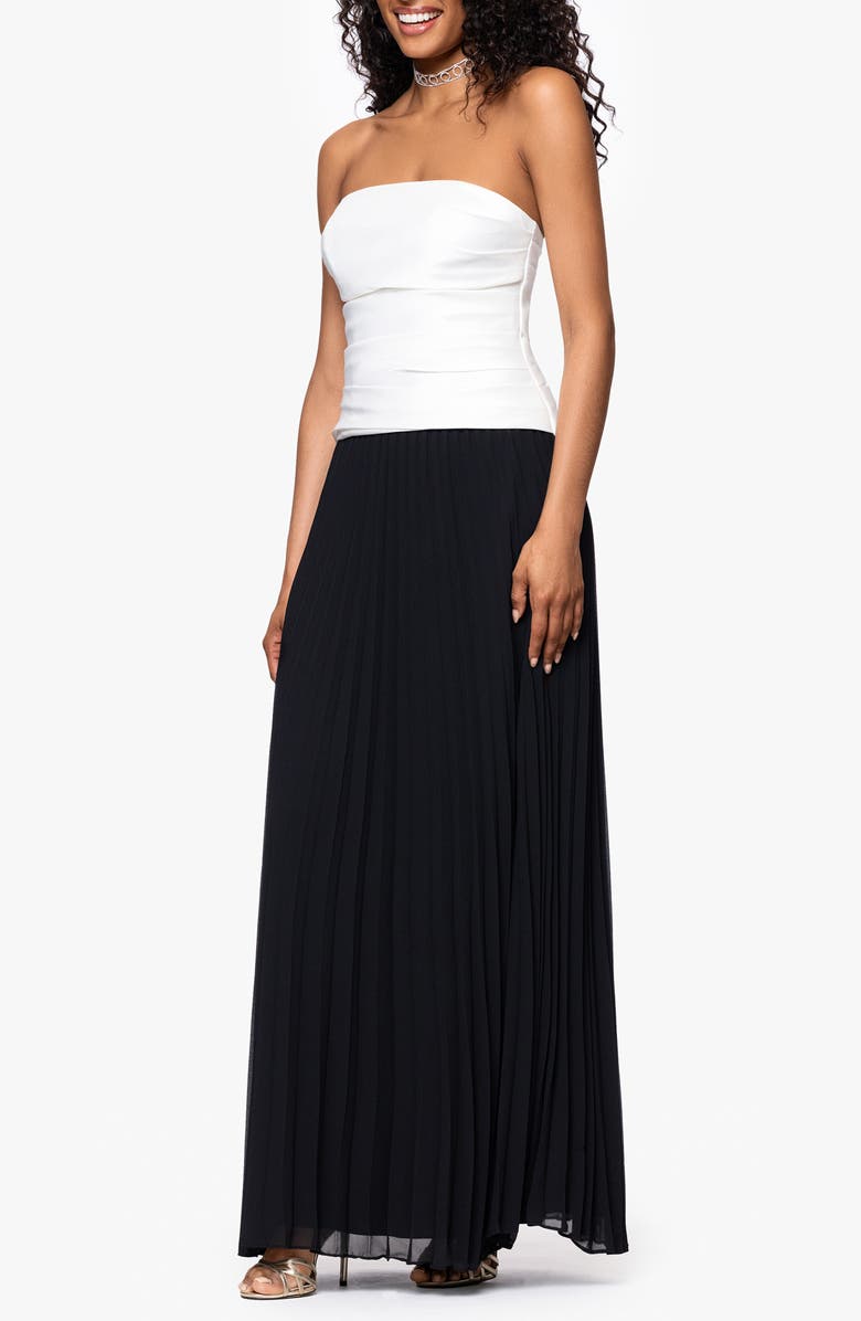 Betsy & Adam Strapless A-Line Dress, Alternate, color, Black/ Ivory