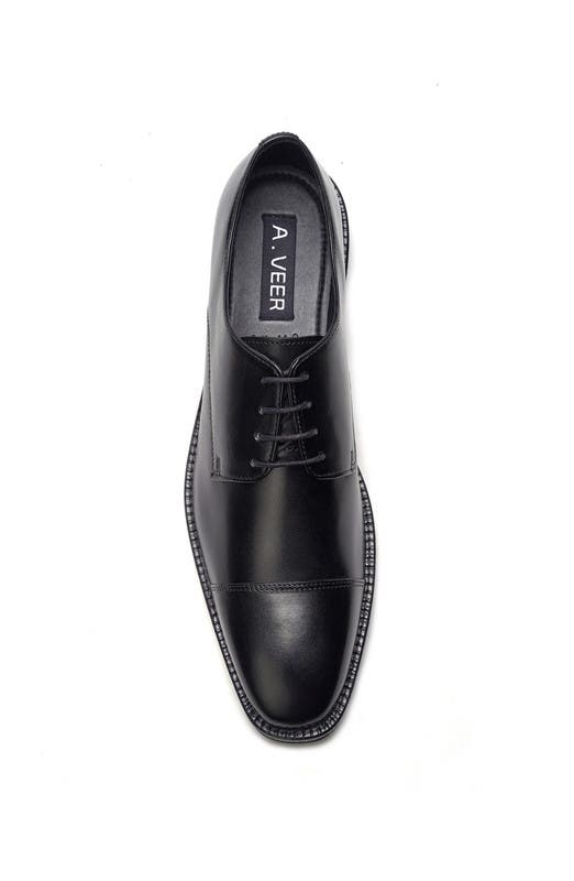 A. Veer Maddox Cap-toe Oxford, Alternate, color, Black Leather