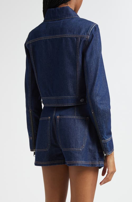 Veronica Beard Patty Crop Denim Jacket In Blue