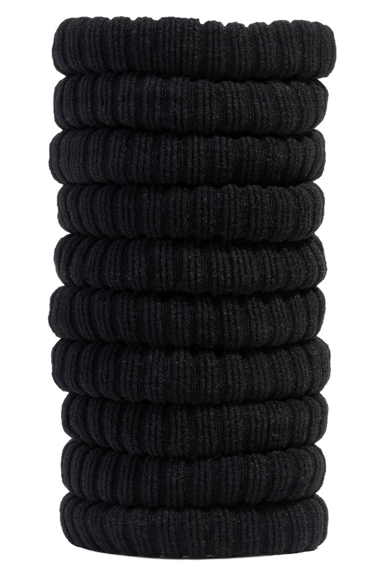 10-Pack Rib Hair Elastics, Alternate, color, BLACK