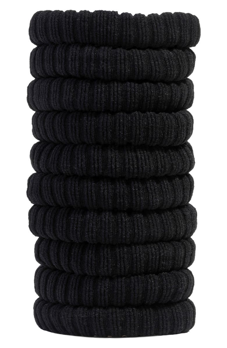 Kitsch 10-Pack Rib Hair Elastics, Alternate, color, Black