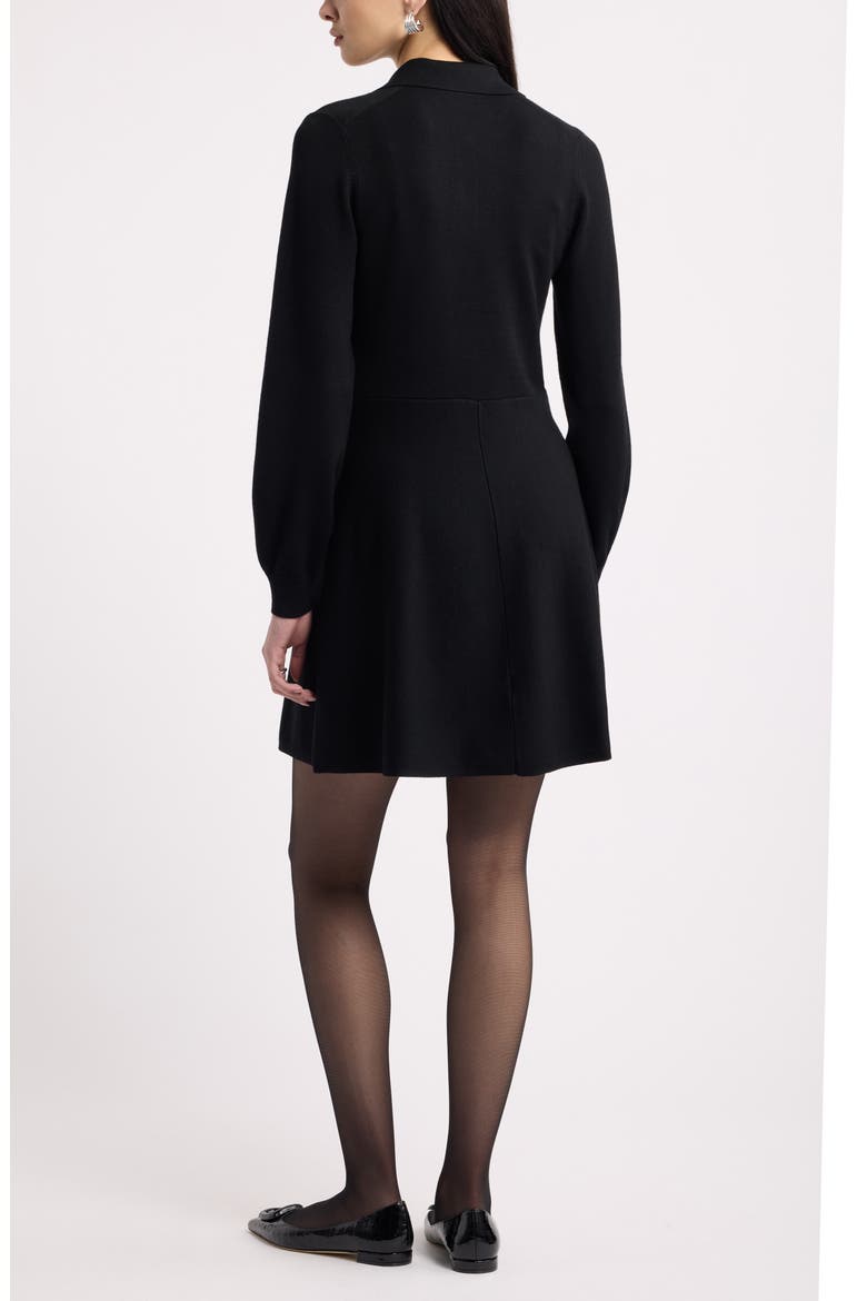 Polo Long Sleeve Minidress, Alternate, color, BLACK