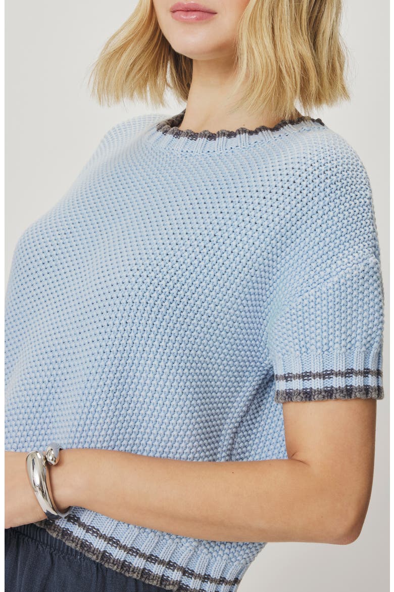 Ann Marie Short Sleeve Cotton Sweater, Alternate, color, COUNTRY AIR BLUE/ INDIGO