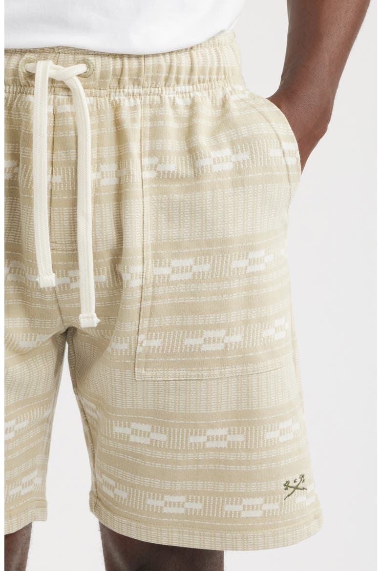 Cyrus Stripe French Terry Drawstring Shorts, Alternate, color, MOSS/ WHITE