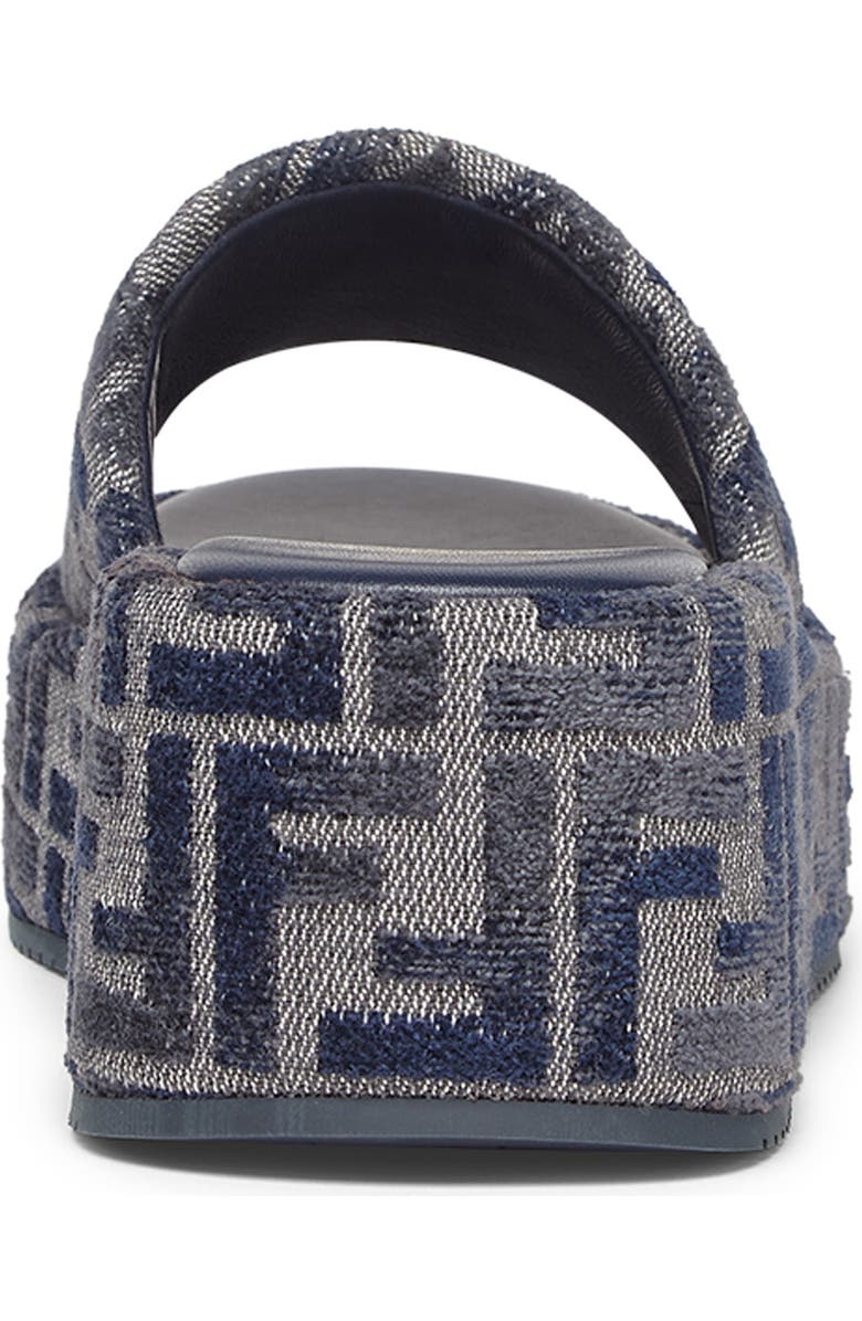 Fendi Sunshine Logo Jacquard Platform Slide Sandal, Alternate, color, Grigio/ Blue/ Blue