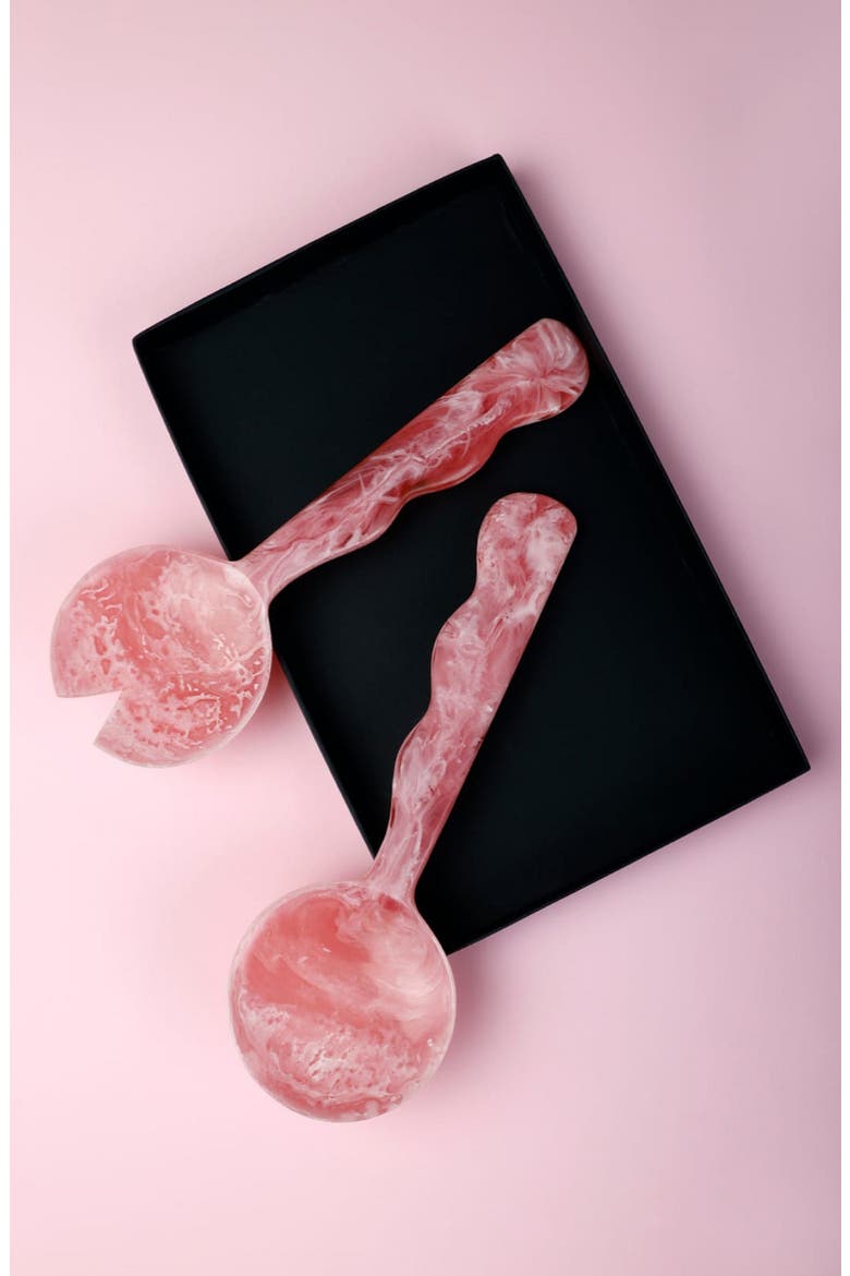 Set of 2 Resin Salad Servers, Alternate, color, PINK