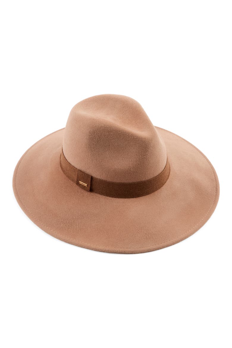 Emmanuelle Wool Felt Fedora, Main, color, CAMEL