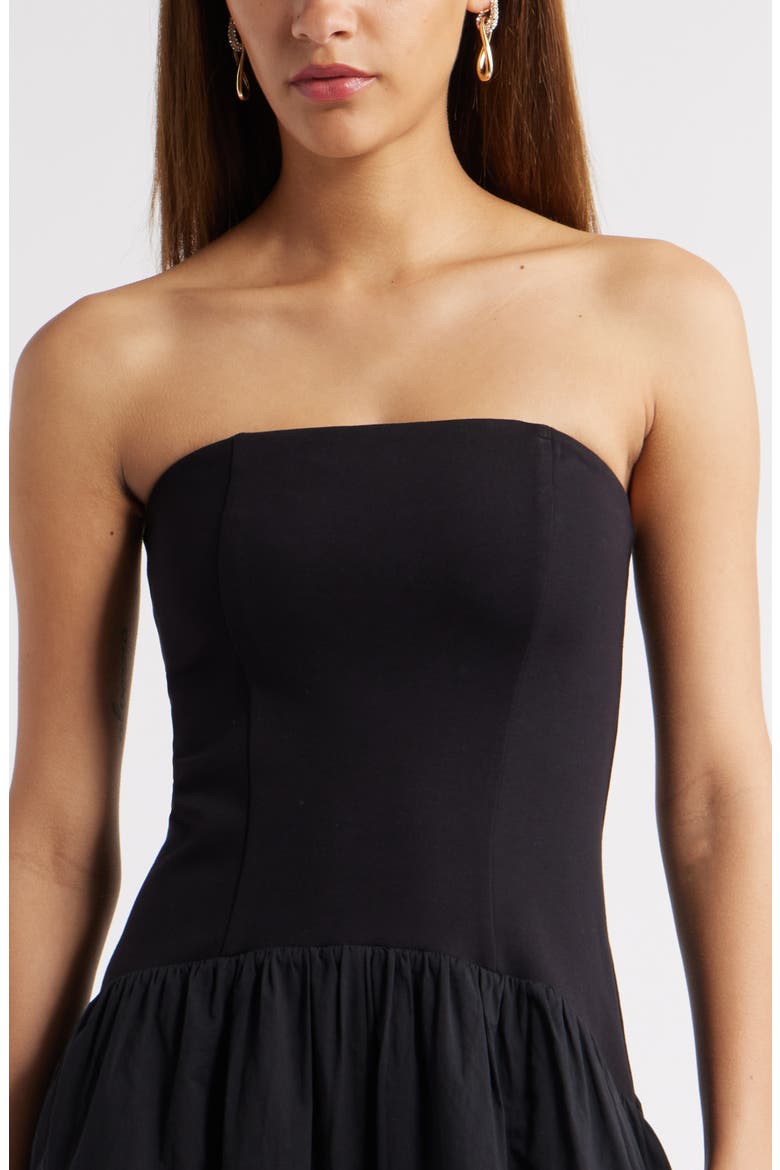 Curved Waist Strapless Maxi Dress, Alternate, color, BLACK