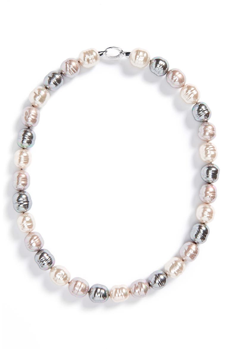 14mm Baroque Pearl Necklace, Main, color, GREY/ SILVER