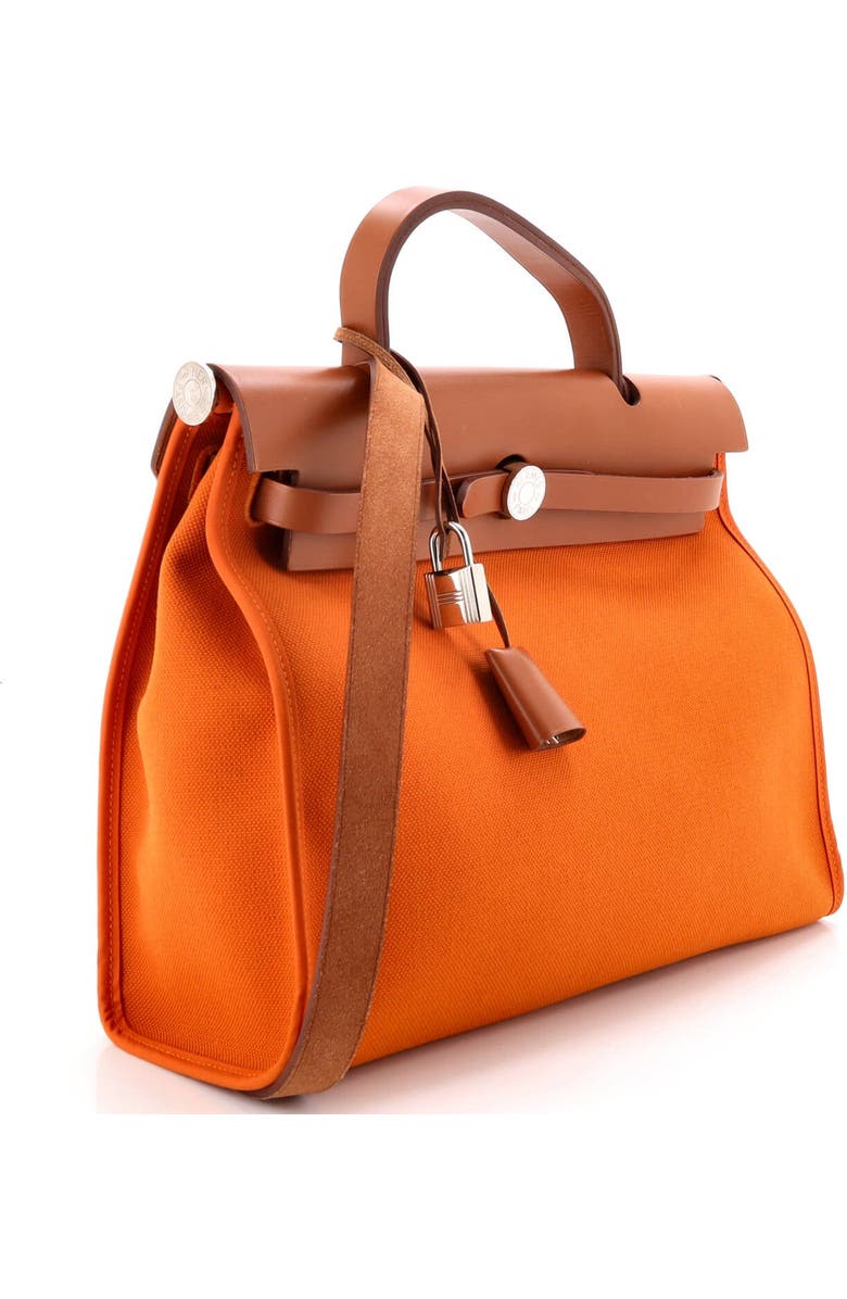 Pre-Owned Hermes Herbag Zip Leather and Toile 31, Alternate, color, Abricot