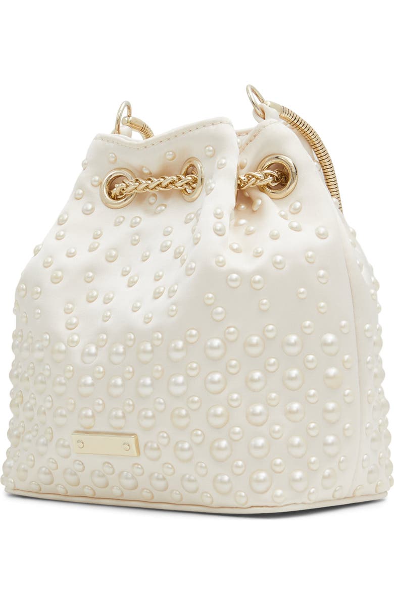 ALDO Pearlily Imitation Pearl Bucket Bag, Alternate, color,