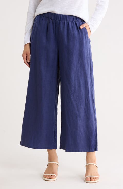 Organic Linen Crop Wide Leg Pants (Regular & Plus)