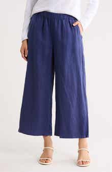 Eileen Fisher Organic Linen Crop Wide Leg Pants