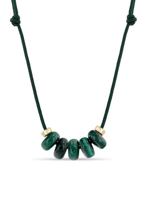 New Stone Age 14k Gold Malachite Paracord Necklace