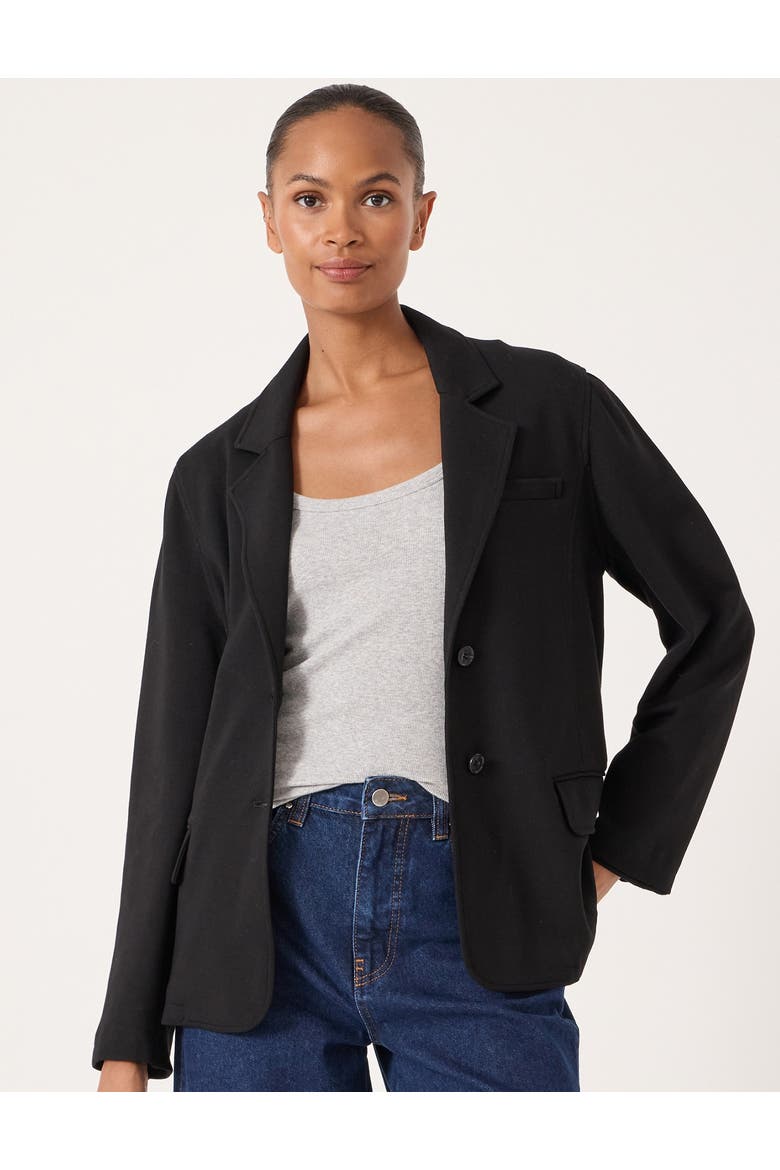 Relaxed Ponte Blazer, Main, color, Black