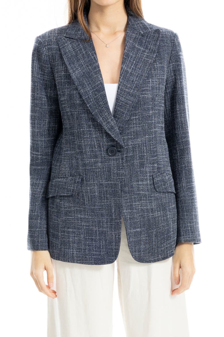 One Button Blazer, Main, color, DARK NAVY MELANGE