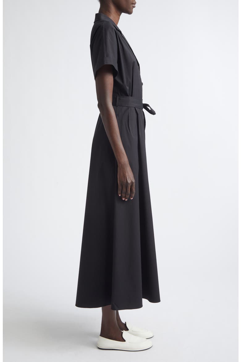 Belted Stretch Cotton Blend Shirtdress, Alternate, color, BLACK