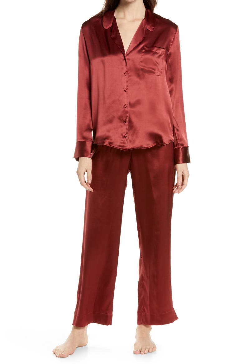 Washable Silk Pajamas, Main, color, RED RUSSET