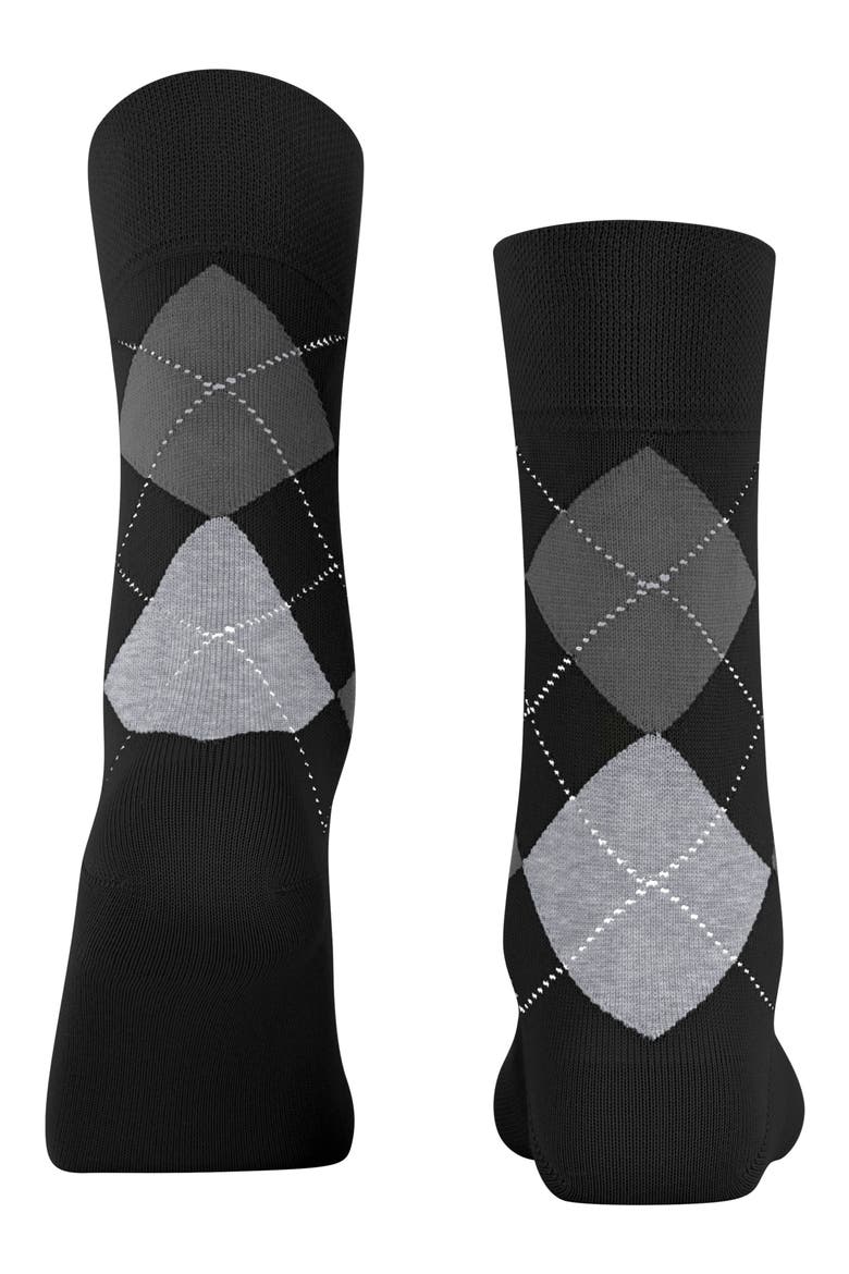 Argyle Organic Cotton Blend Crew Socks, Alternate, color, BLACK