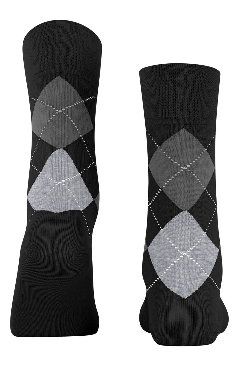 Falke Argyle Organic Cotton Blend Crew Socks, Alternate, color, Black