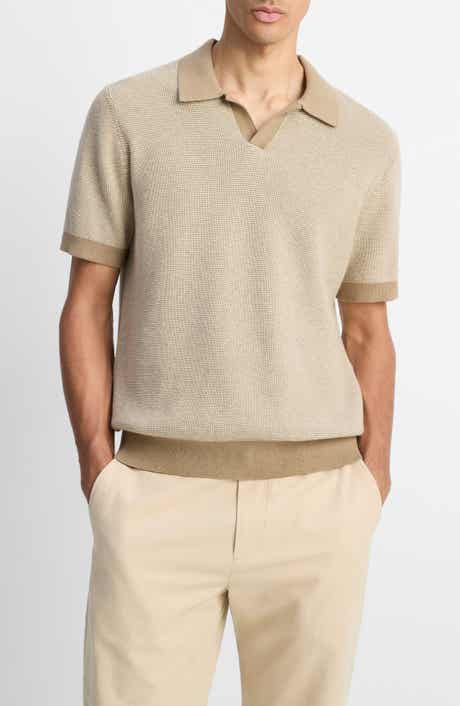 Vince Contrast Trim Johnny Collar Polo Sweater