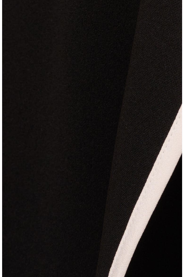 Tipped Three-Quarter Sleeve Crepe Dress, Alternate, color, BLACK/IVORY