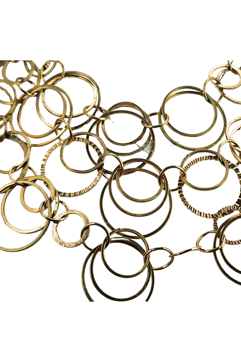 Vintage Costume 1970s Circle Bib Necklace, Alternate, color, gold