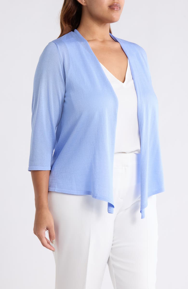KASPER Self Edge Open Front Cardigan, Alternate, color, Paris Bleu