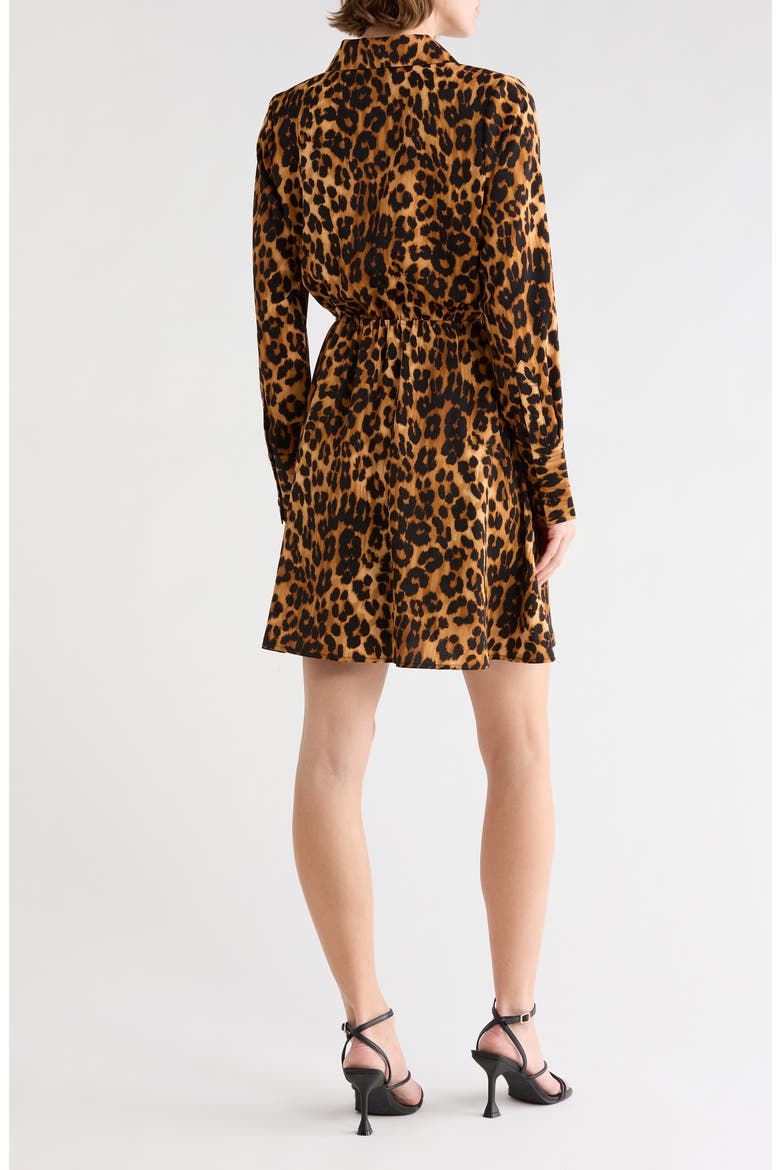 Leopard Print Long Sleeve Shirtdress, Alternate, color, LEOPARD