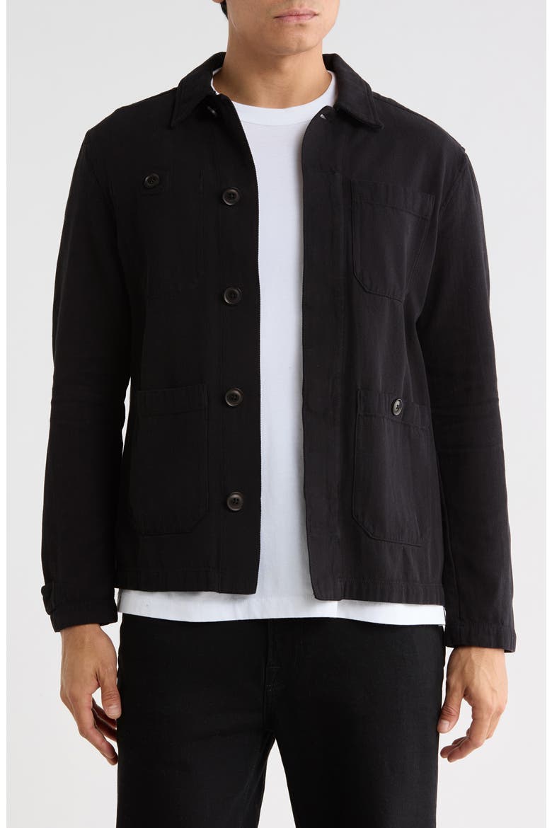Jakob Embroidered Back Denim Shirt Jacket, Main, color, BLACK