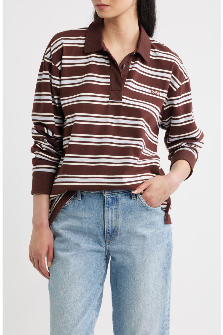 Stripe Cotton Rugby Shirt, Main, color, BRWMT
