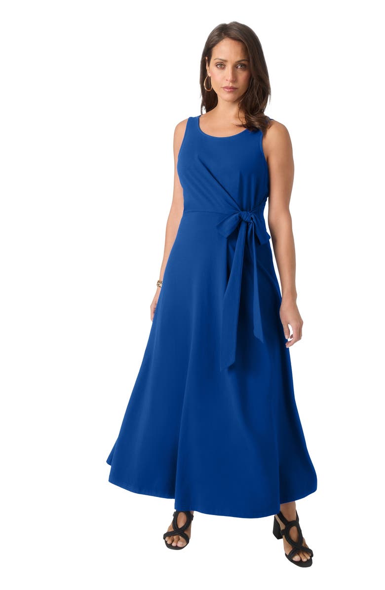 Jessica London Side Tie Maxi Dress, Main, color, Dark Sapphire