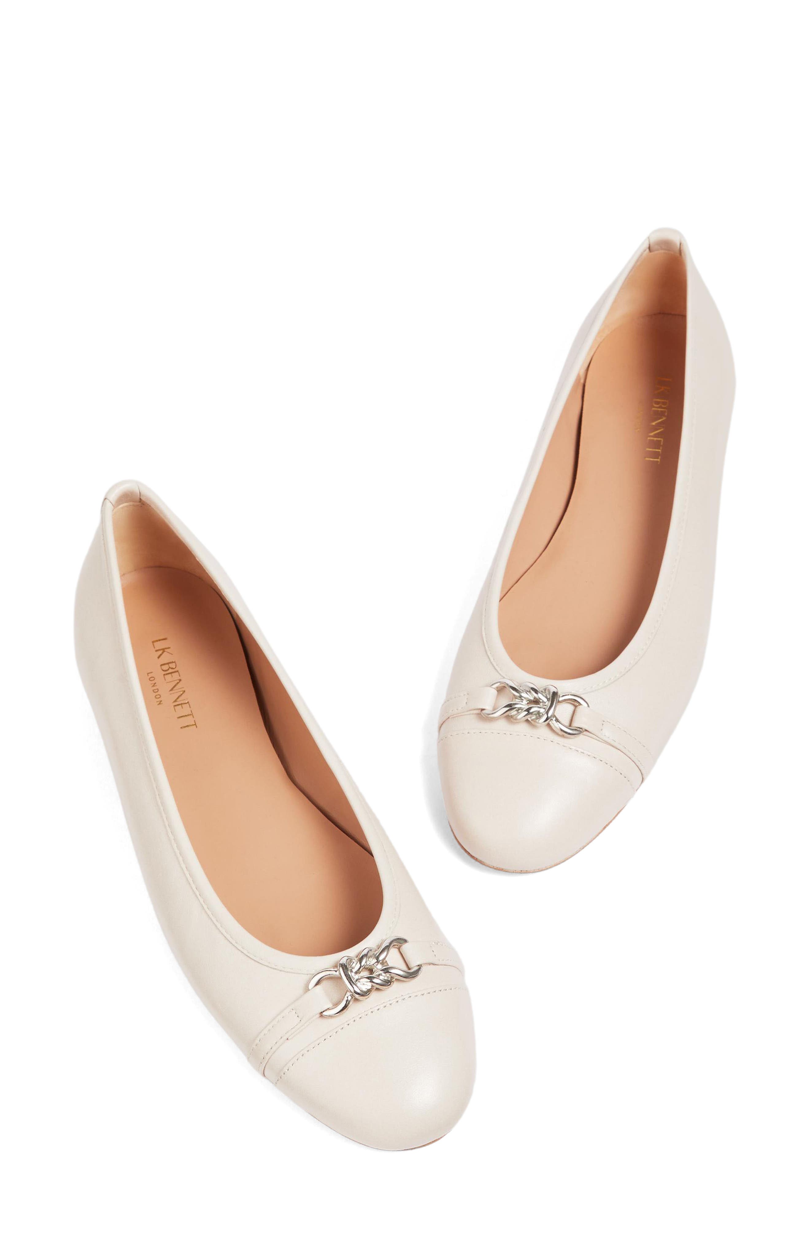 LK Bennett Brielle Cap Toe Flat, Alternate, color, Ecru