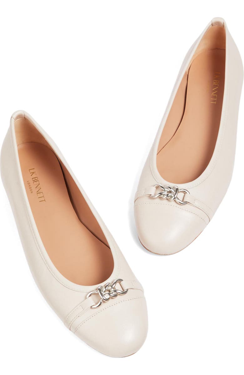 LK Bennett Brielle Cap Toe Flat, Alternate, color, Ecru