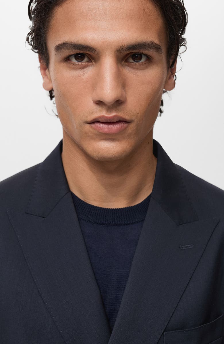 MANGO Slim Fit Double Breasted Wool Suit Jacket, Alternate, color, Blue