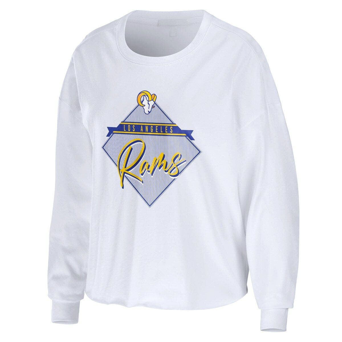Women's WEAR by Erin Andrews White Los Angeles Rams Domestic Cropped Long Sleeve T-Shirt - image 2