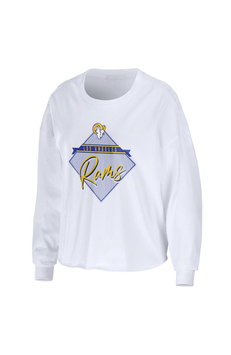 WEAR by Erin Andrews Women's WEAR by Erin Andrews White Los Angeles Rams Domestic Cropped Long Sleeve T-Shirt, Alternate, color, White