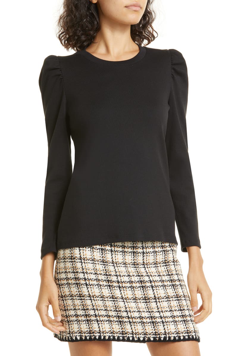 Veronica Beard Britney Rib Top, Alternate, color, Black