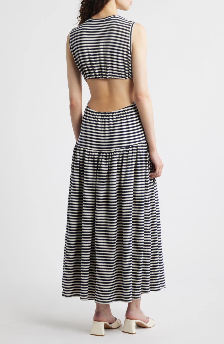 Wyeth Victoria Sleeveless Stripe Cutout Sundress, Alternate, color, Ecru/ Navy