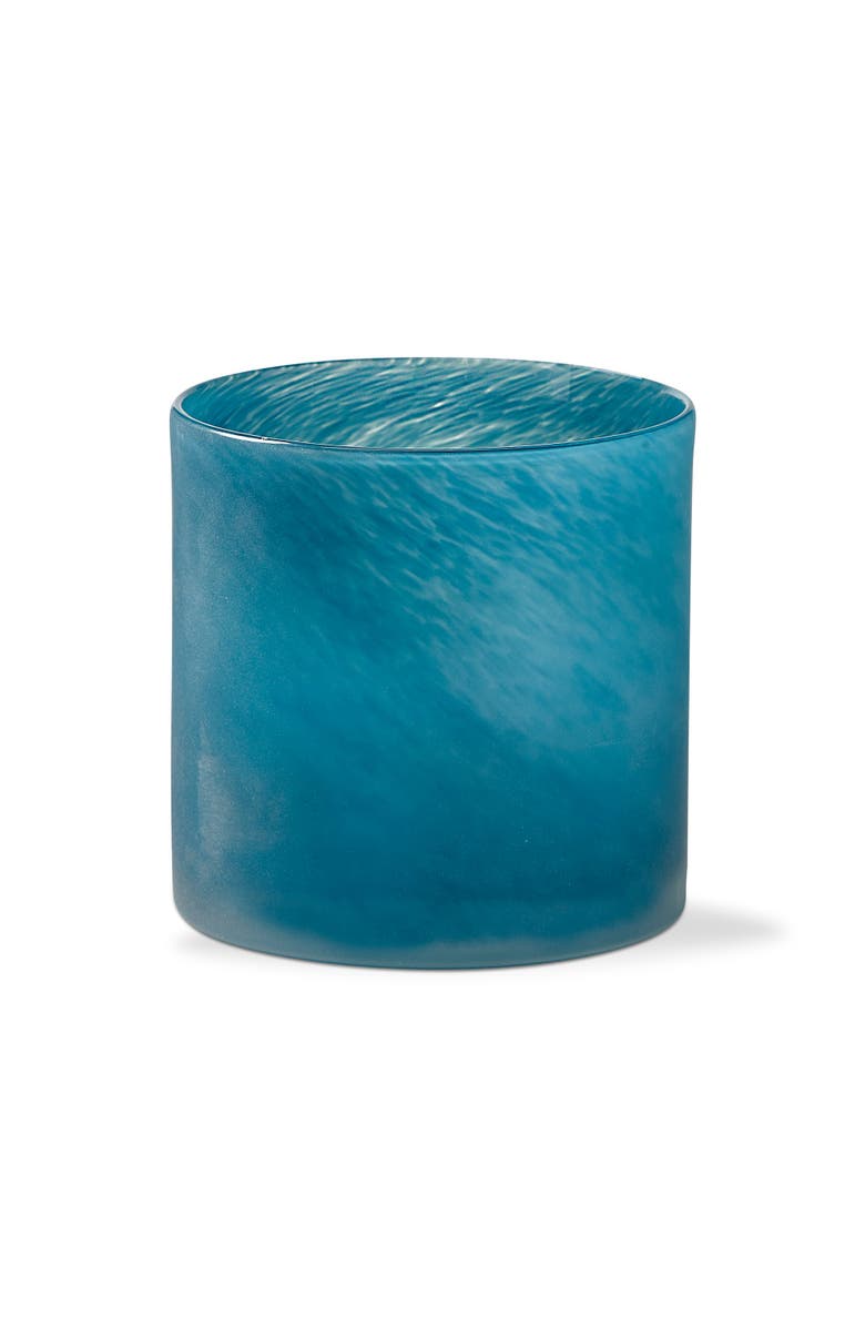 tag Blasted Blue Glass Candleholder for Pillar Candles Summer, Main, color, Blue